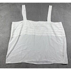 La Chine Plus Women's Plus Size Strappy Ruffle Tank Top White Size 2X